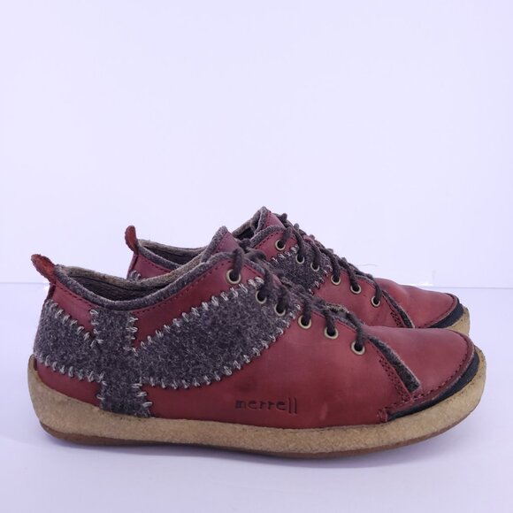 Merrell Milan Women's 6 Burnt Red Leather Wool Casual Shoes Lace Up J70642 Used - Picture 4 of 15